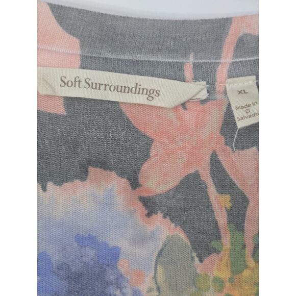 Soft Surroundings Floral Blouse - Gray, Orange, Blue - Picture 4 of 9